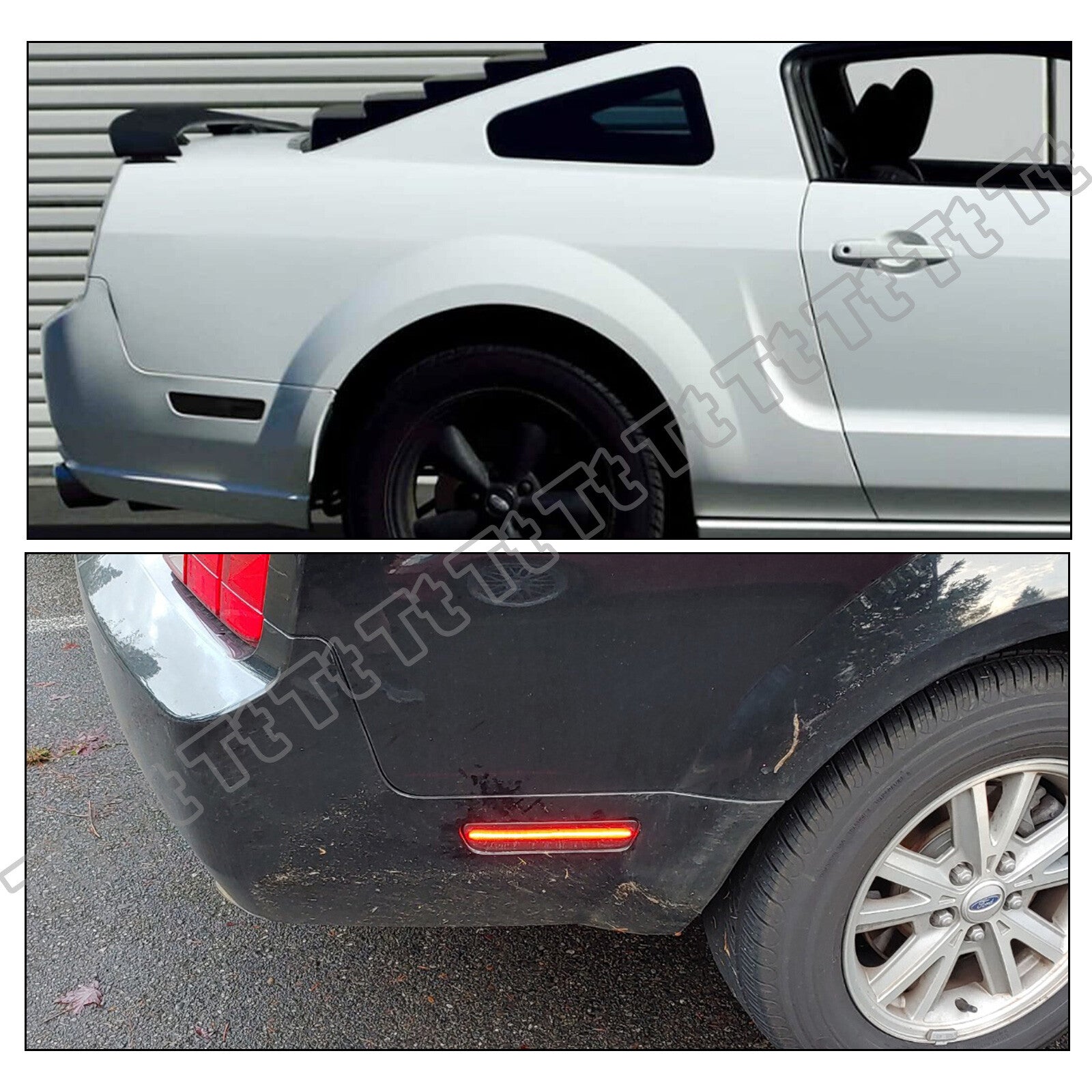For 2005 - 2009 for Mustang LED Rear Bumper Side Marker Lights Red Lights Smoke Lens - v