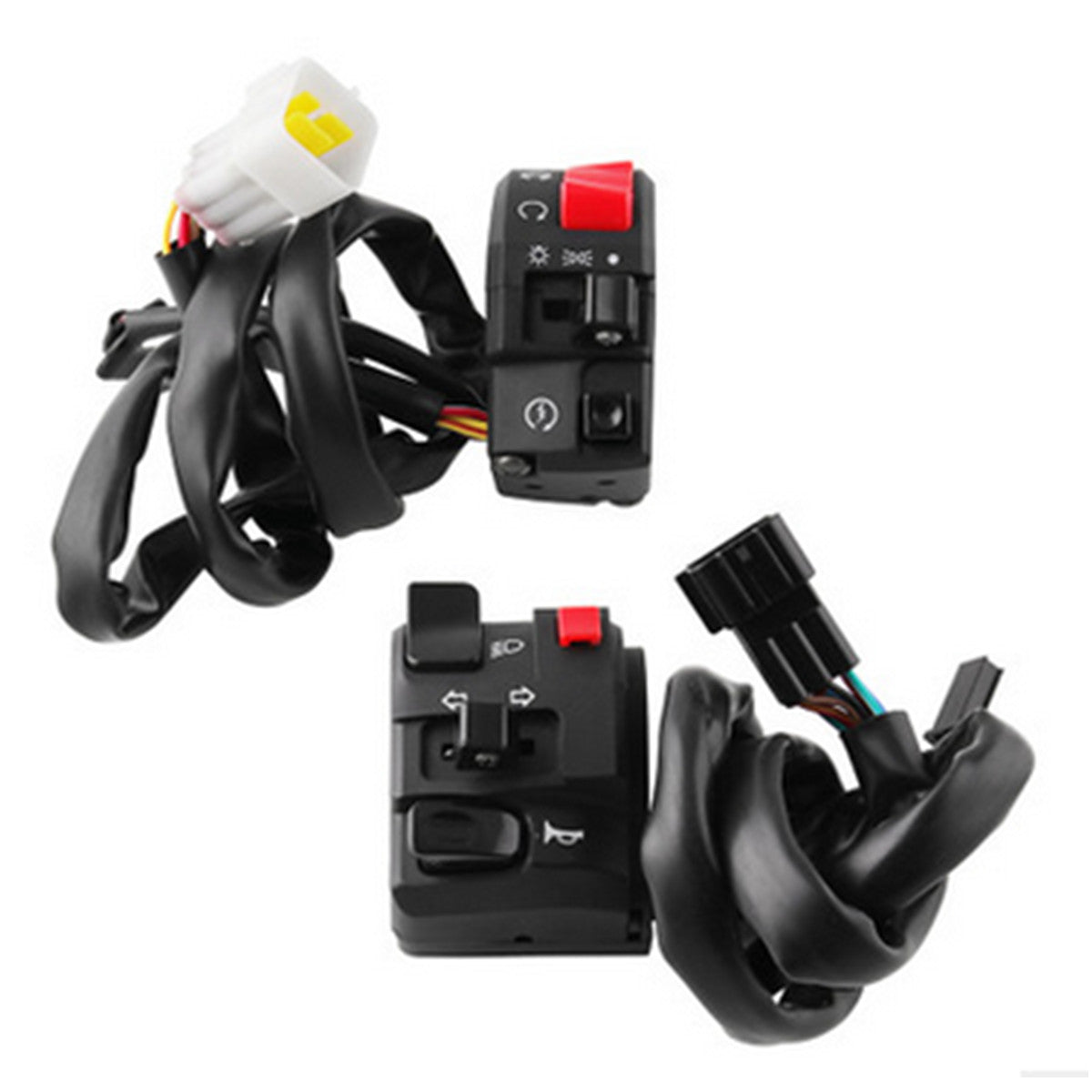 2 motorcycle handlebar on/off switch assembly, turn signal, fog light, horn - n