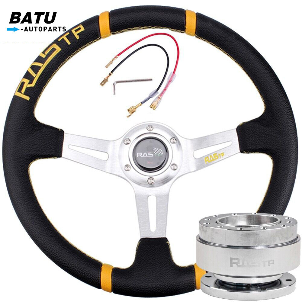 14inch/350mm Aluminum PVC Drifting JDM Racing Steering Wheel+Quick Release Kit