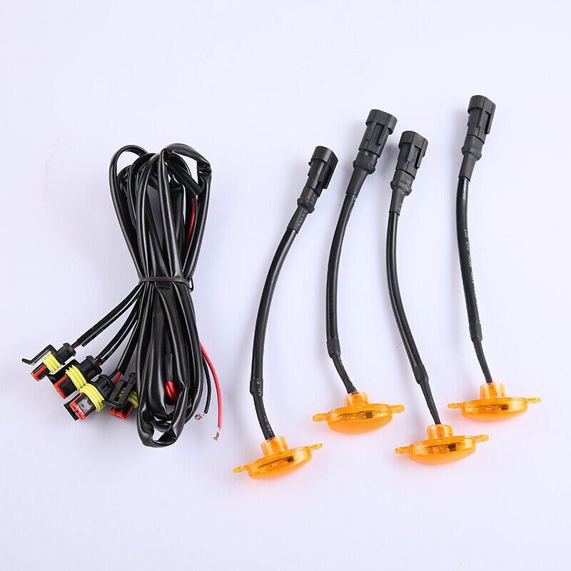 4Pcs for Kia Soul 2020-2021 Car Front Grille LED Amber Light Style Yellow Q