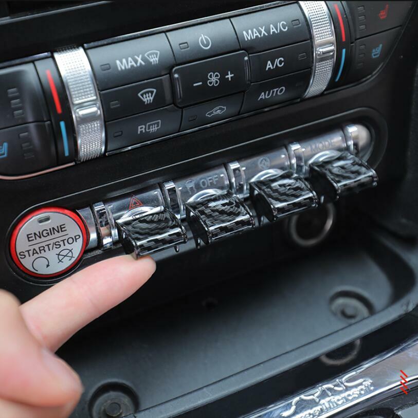 For 15-2021 for Mustang Carbon Interior Center Control Button Switch Cover Trim v