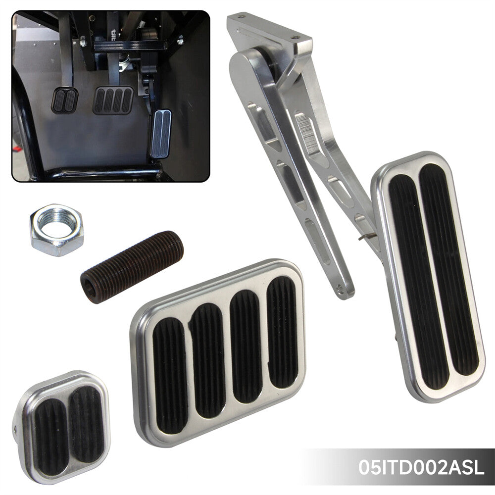 Billet Aluminum Throttle Mount Accelerator Pedal Kit for Chevy for Ford Silver