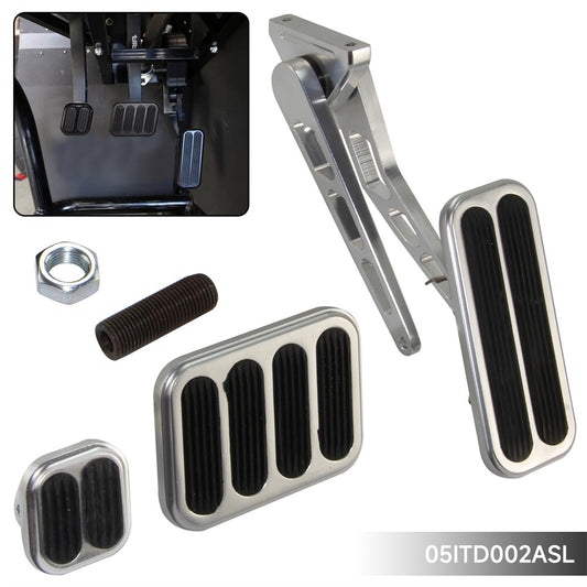 Billet Aluminum Throttle Mount Accelerator Pedal Kit for Chevy for Ford Silver