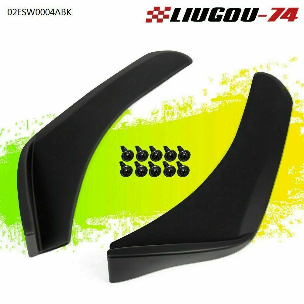 2-Pack Universal Front and Rear Bumper Lip Splitters Winglets Canards Polypropylene- v