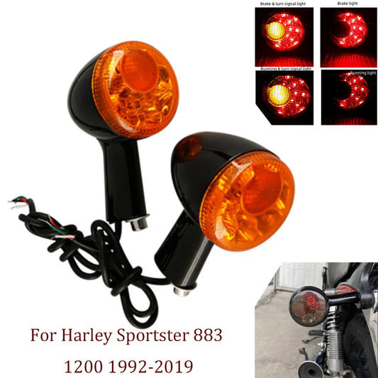 A pair of rear turn signal LED amber lights for Harley Sportster XL883 1200 (1992-2019) n