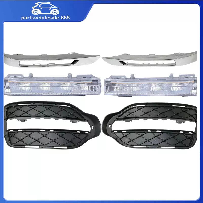 Set of 6Pcs L + R Front Fog Light Grille Trim Cover For 2013-15 for Benz X204 GLK350