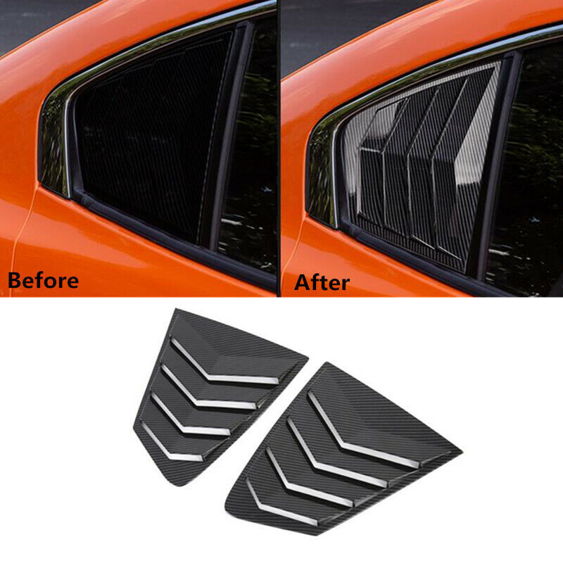 2PCS Carbon Fiber Car Rear Window Louver Cover Trim for Mazda 3 Axela 2019-2021