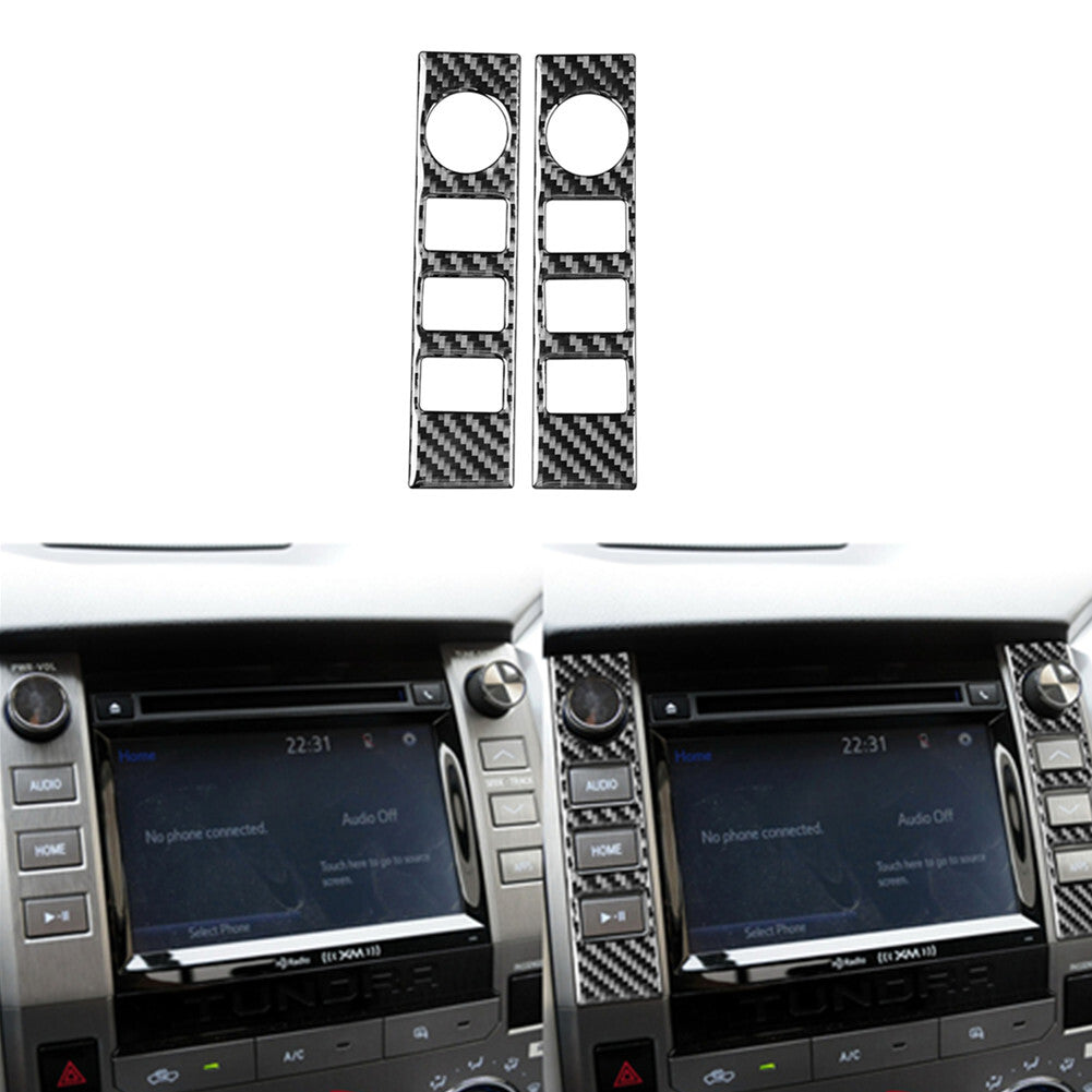 Central Volume Button Panel Cover Trim Carbon Fiber for TOYOTA TUNDRA 2014-2018