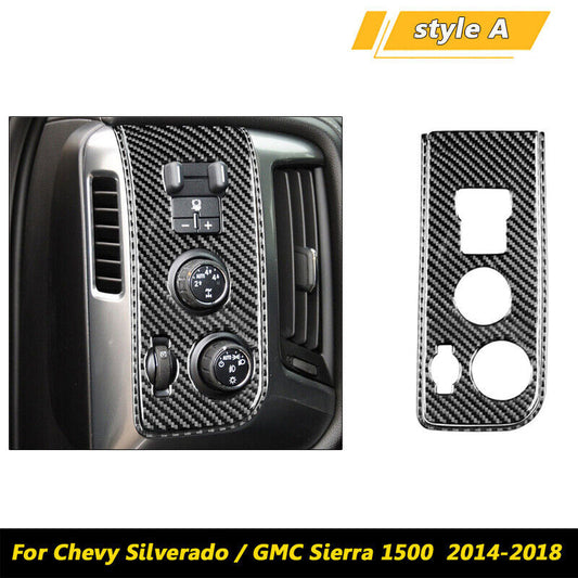 2014-18 Carbon Fiber Headlight Switch Panel Trim for Chevy Silverado for GMC SAW