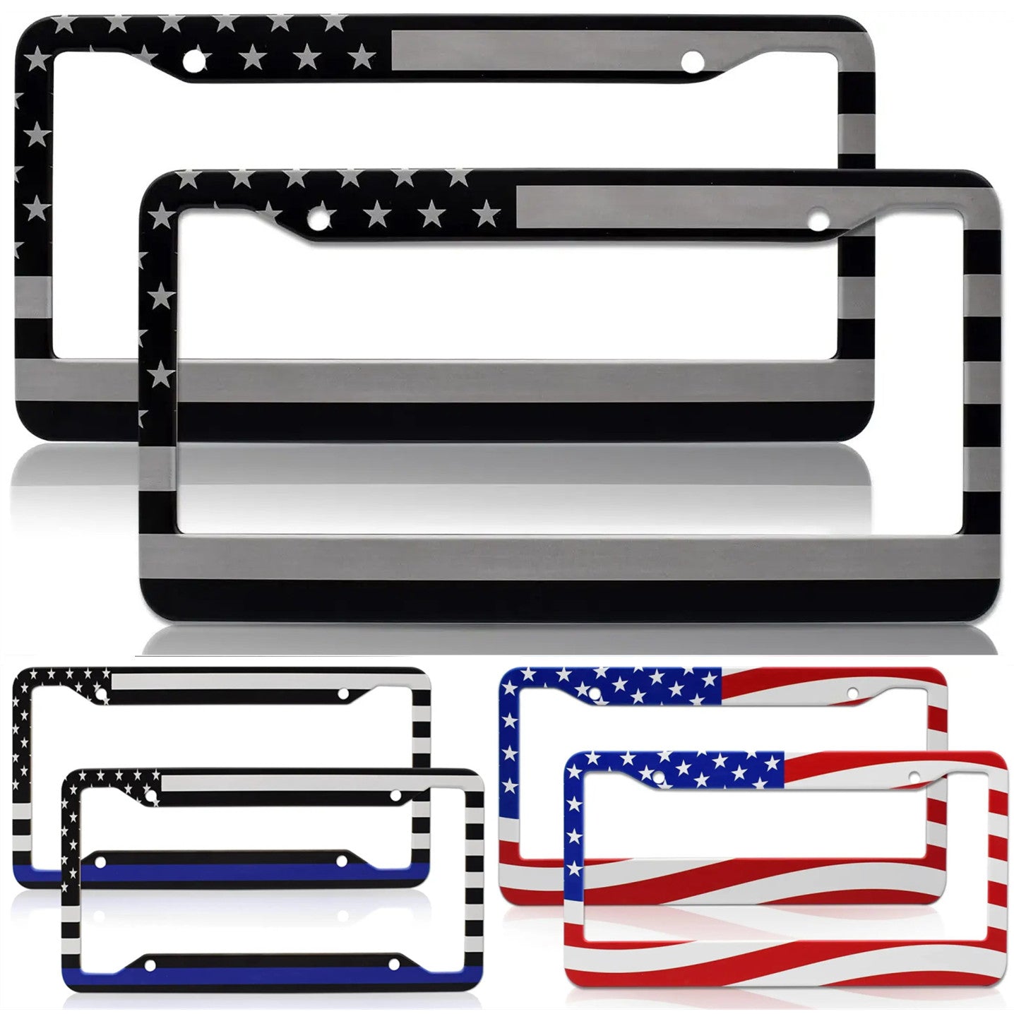 2-Piece American Flag Patriotic Car License Plate Frame Cover for Honda Parts n