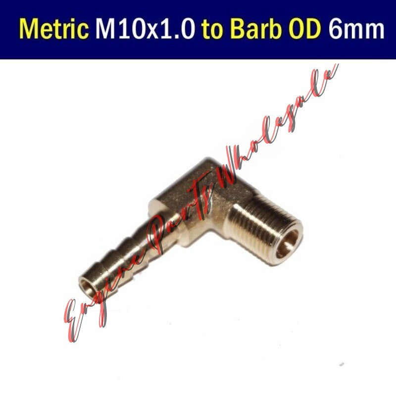 ELBOW Fitting Metric Male Thread M10 M10x1.0 Barb 6mm 1/4 Hose Adapter Connector Q