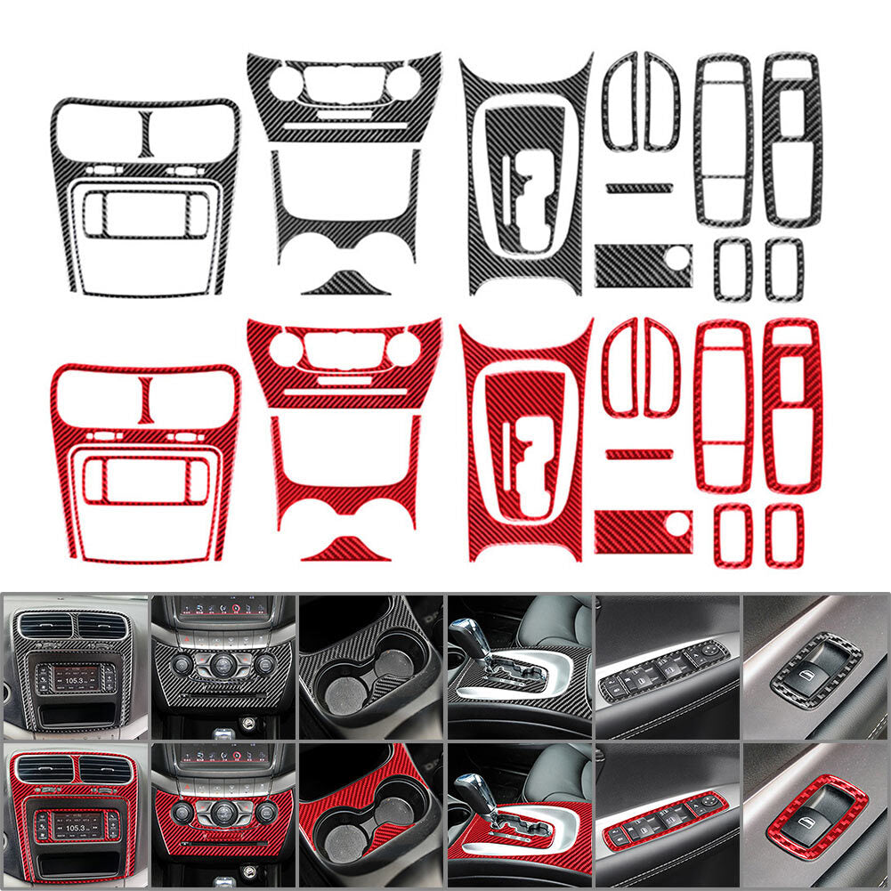 18Pcs Carbon Fiber Full Interior Kit Cover Trim for Dodge Journey 2011-2018