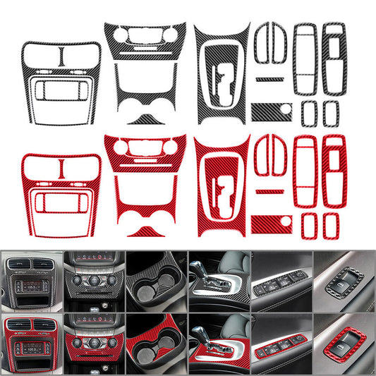 18Pcs Carbon Fiber Full Interior Kit Cover Trim for Dodge Journey 2011-2018
