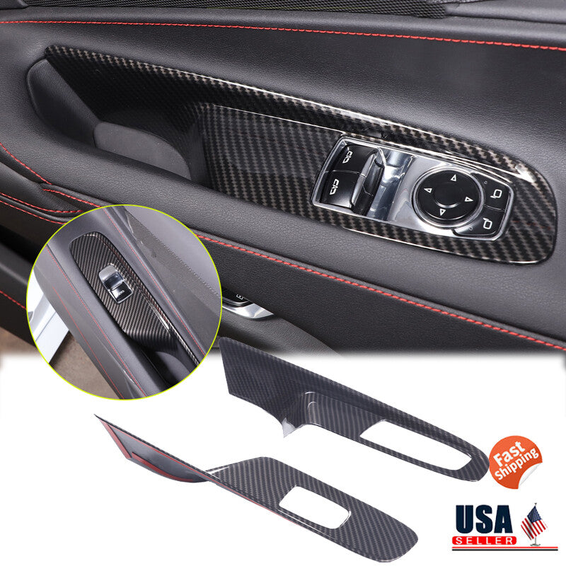 Carbon fiber exterior window lift switch panel cover frame for Corvette C8 2020 - 2023 n