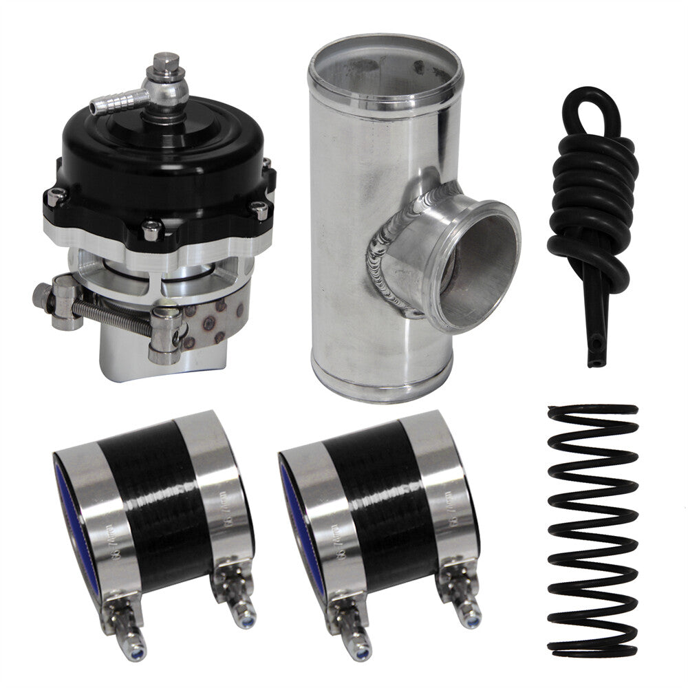 50MM 35PSI Boost V-Band Turbo Blow Off Valve BOV+2.5'' Flange Pipe Hose Kit BK