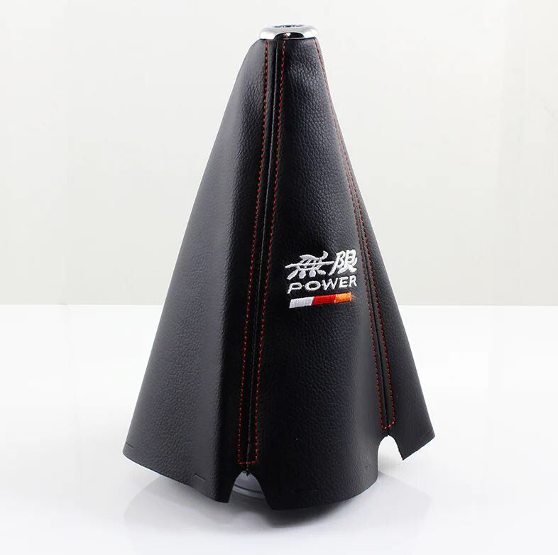 Car Gear Shift Knob Boot Racing Gearshift Protector Cover (Mugen, Black/Red, Universal)