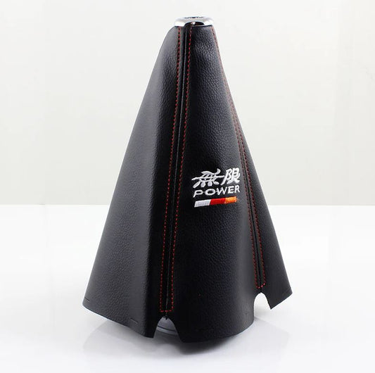 Car Gear Shift Knob Boot Racing Gearshift Protector Cover (Mugen, Black/Red, Universal)