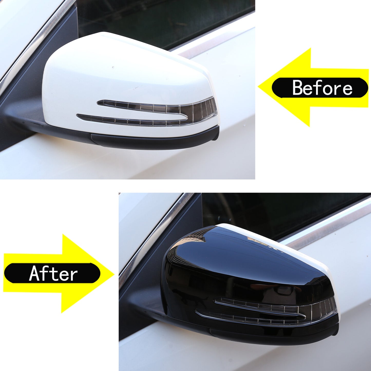 Gloss black side mirror covers for A6, B6, C6, C6, CLA, GLA, GLK-Class. n