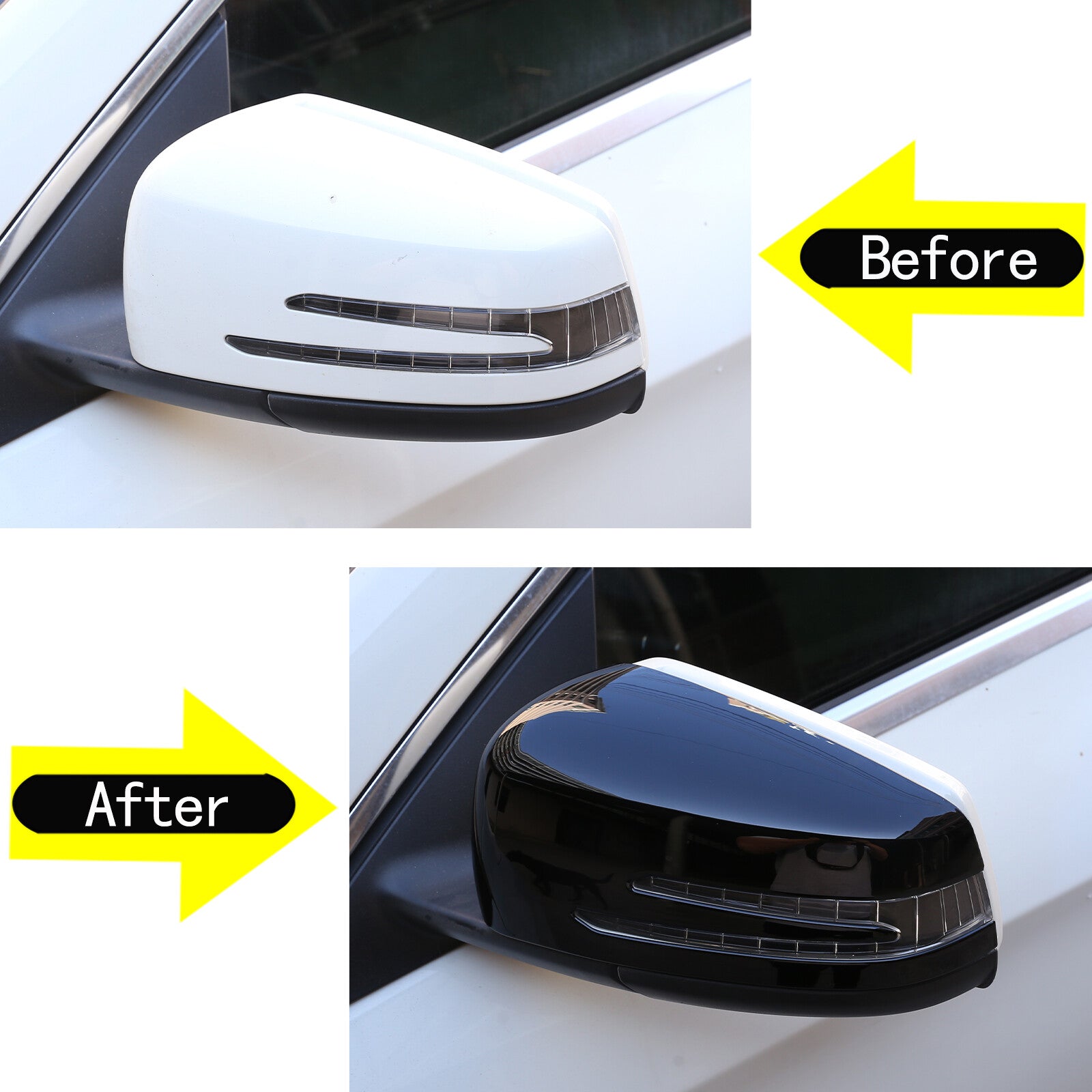 Gloss black side mirror covers for A6, B6, C6, C6, CLA, GLA, GLK-Class. n