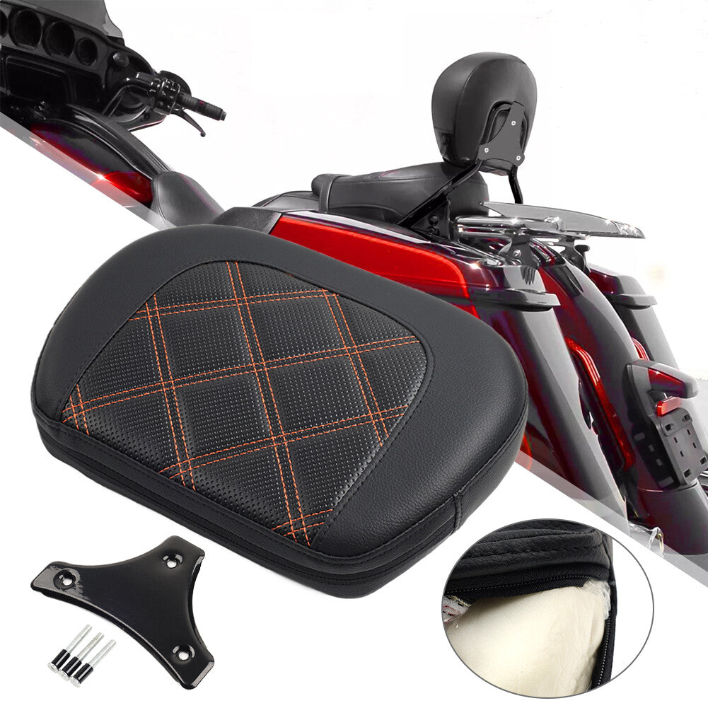 Stitching Passenger Sissy Bar Backrest Black Pad Bracket for Harley Street Glide Q