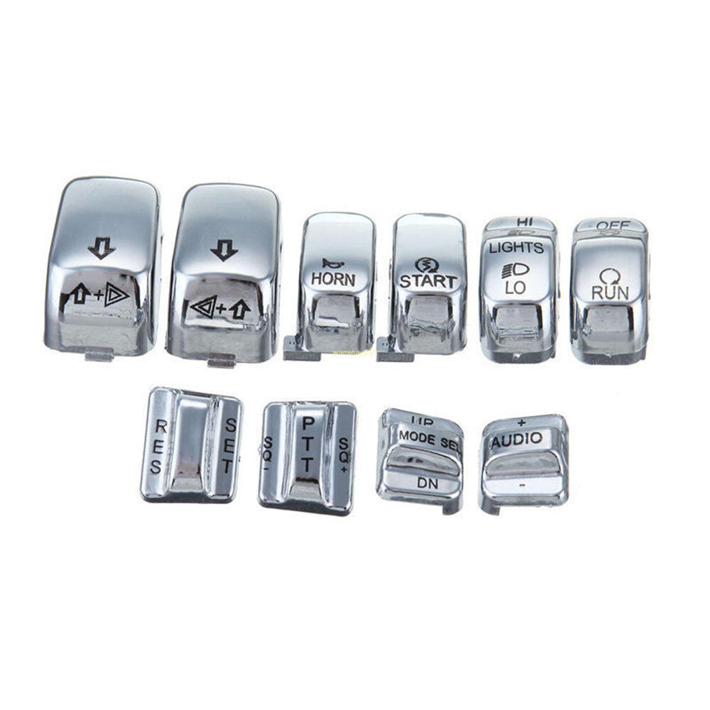 Chrome Hand Control Switch Buttons Caps for Harley Touring Electra Road Glide Q