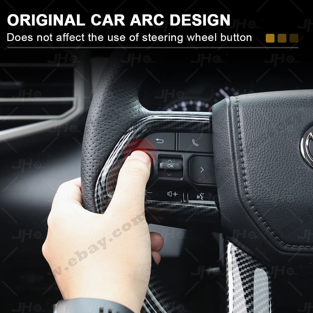 Car Steering Wheel Trim Cover Carbon Fiber Black Fit for Toyota Tundra 2022 2023