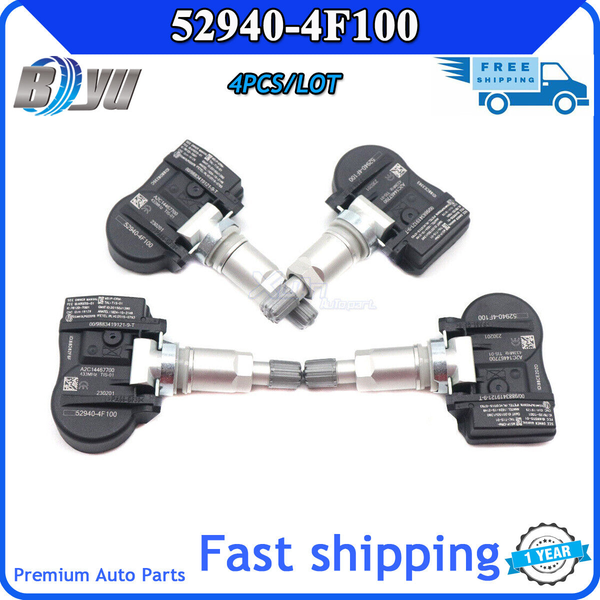 52940-4F100 4x Tire Pressure Sensor (TPMS) for Hyundai Grand Starex 2015-17 Maxcru- v