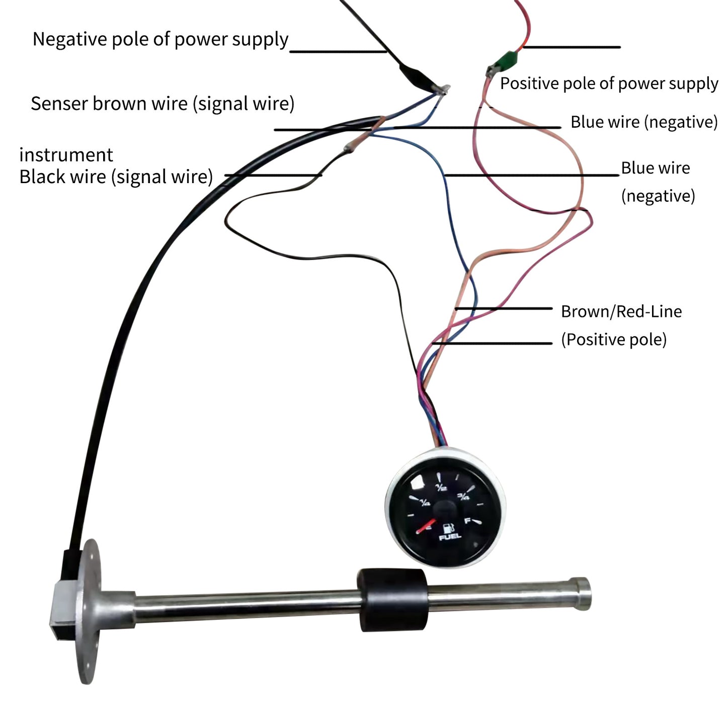 Steel 8 Water / Fuel Level Gauge 20-190ohm Water Level Gauge Sensor Sender