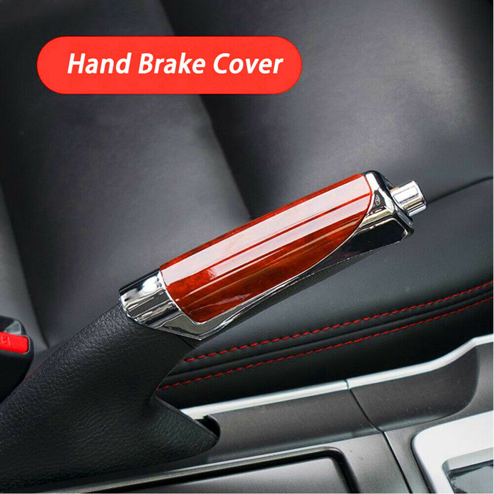 Universal carbon fiber style automatic handbrake protective cover, red - n