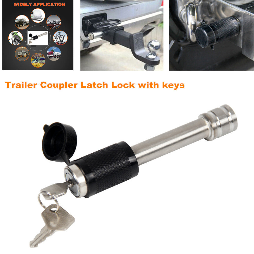 Heavy-duty trailer coupler latch with key anti-theft car RV truck tow hook - n