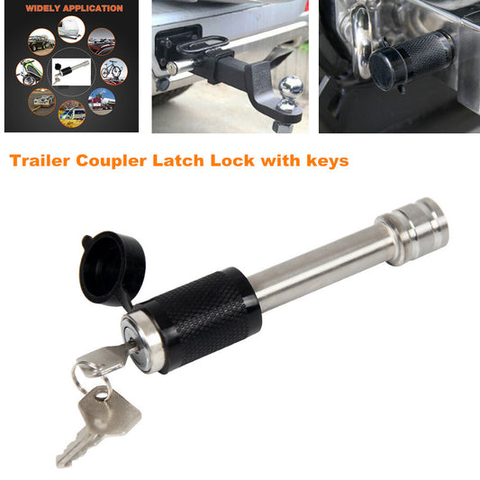 Heavy-duty trailer coupler latch with key anti-theft car RV truck tow hook - n