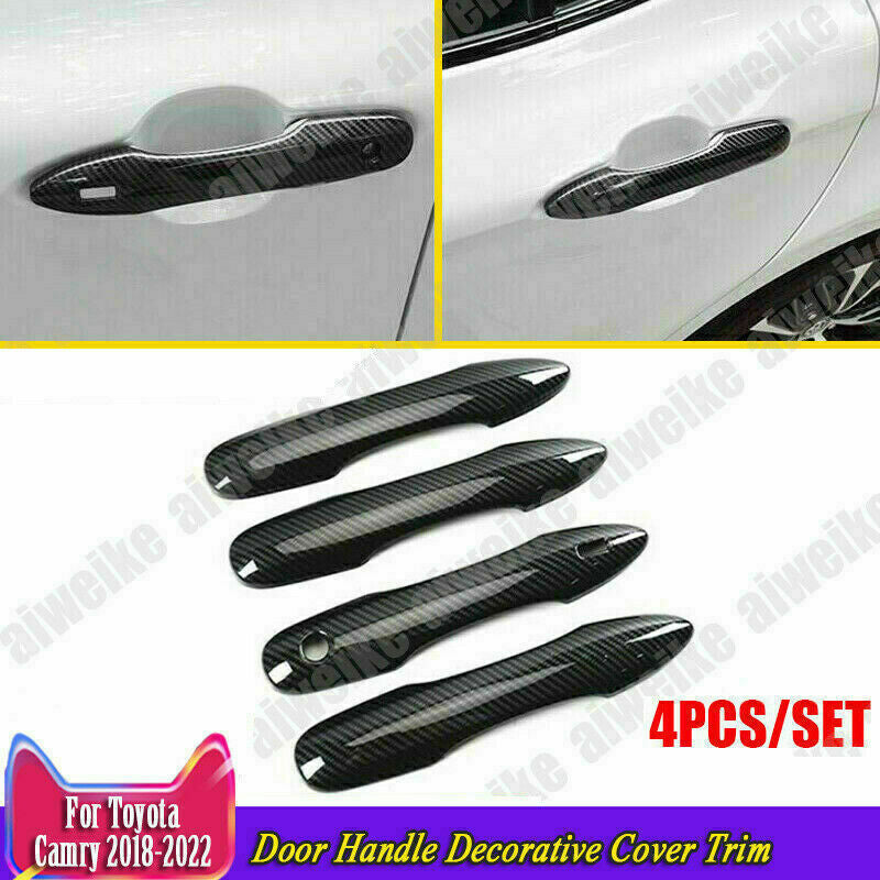 For F150 2015-2020 Gloss Black Side Door Handle Molding Cover Trim v