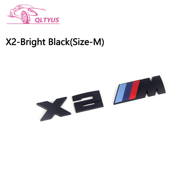 for BMW Bright Black M Serie X2M Trunk Emblem Size Middle Lettering Decal Badge
