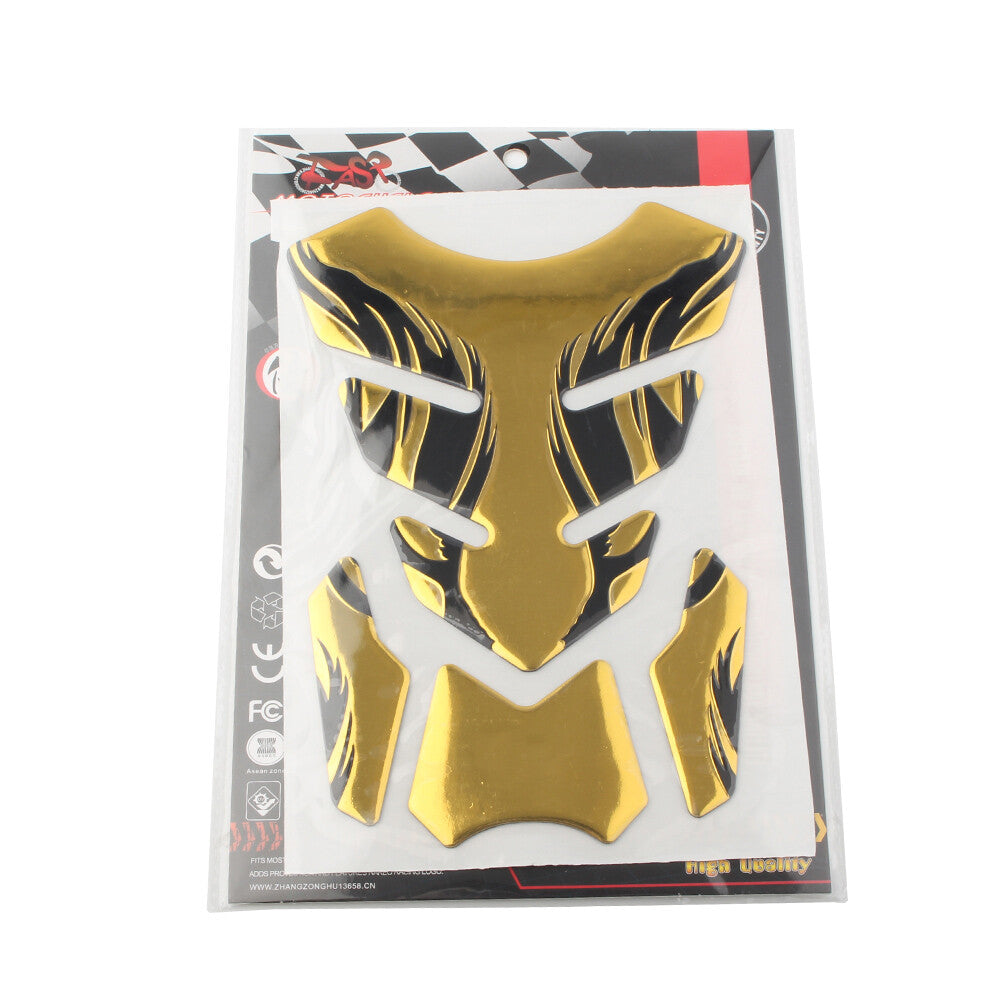 Gold Motorcycle Tank Pad Gel Oil Gas Fuel Tank Protector Fishbone Decal Sticker
