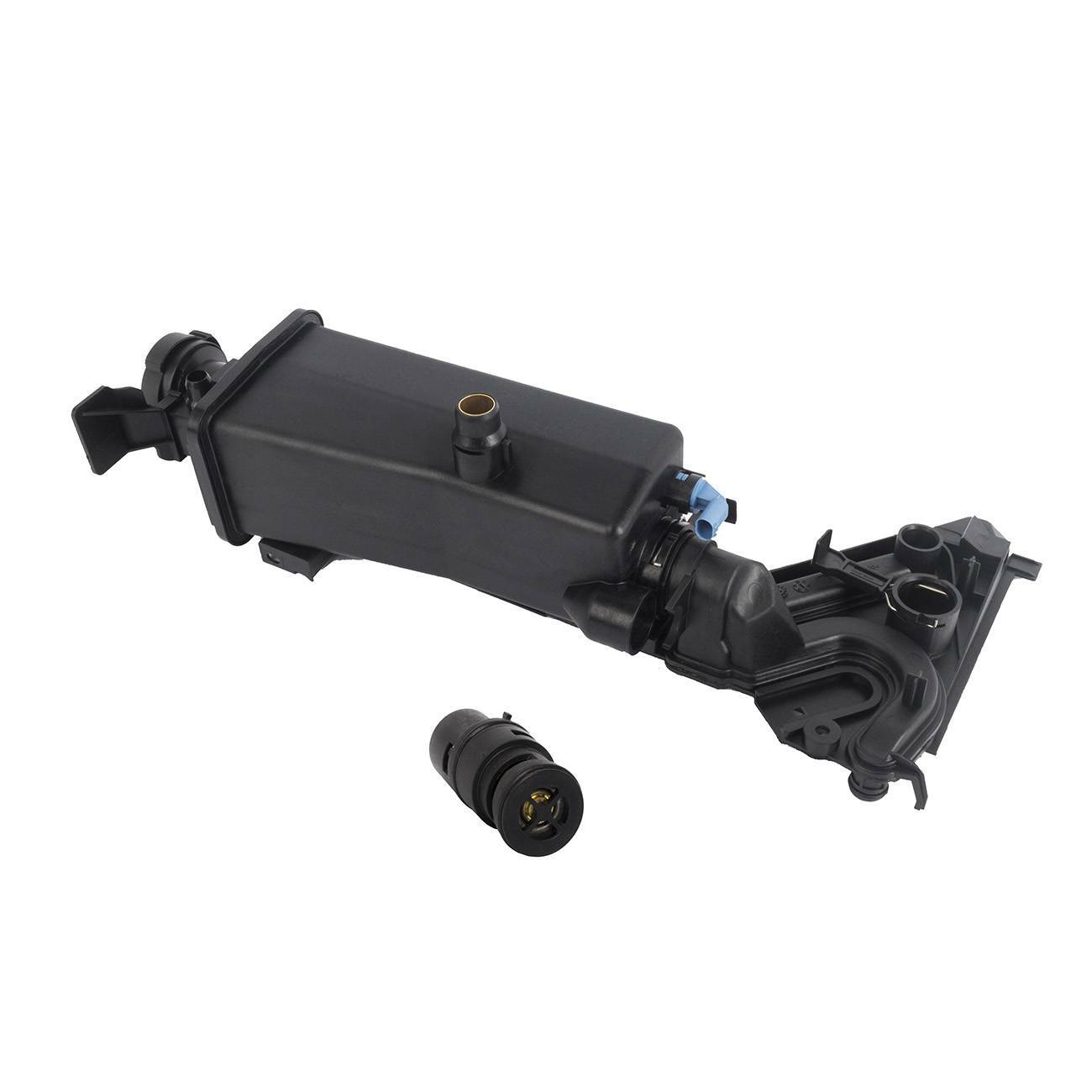 Coolant expansion tank + sensor + mounting plate bracket + thermostat for BMW E46 Q