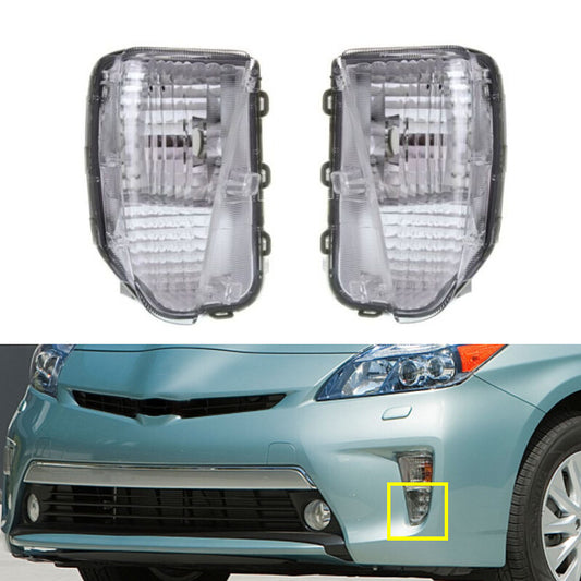 A pair of plastic front bumper turn signal lenses for Toyota Prius 2012-2015