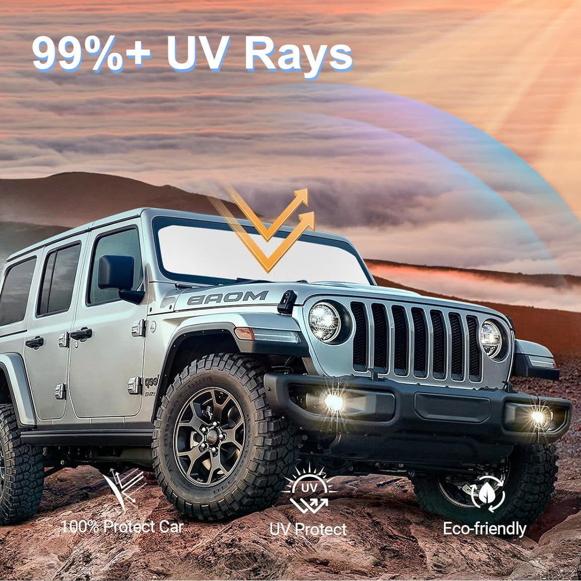 Custom-made 2020-2023 for Jeep Gladiator JT windshield sunshade UV block cover. n