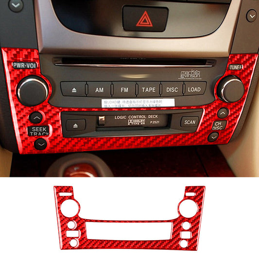 For Luxus GS 2006-2011 Red Carbon Fiber Inner CD Panel Switch Button Panel Cover