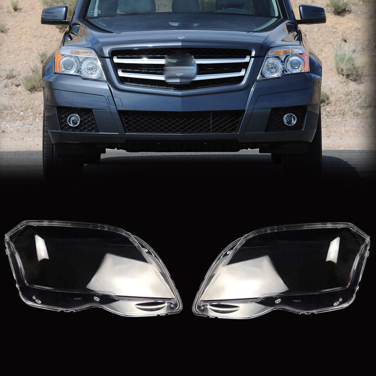 Fit for Mercedes GLK 300 350 2009-2012 Pair Headlight Headlamp Lens Cover 2PCS