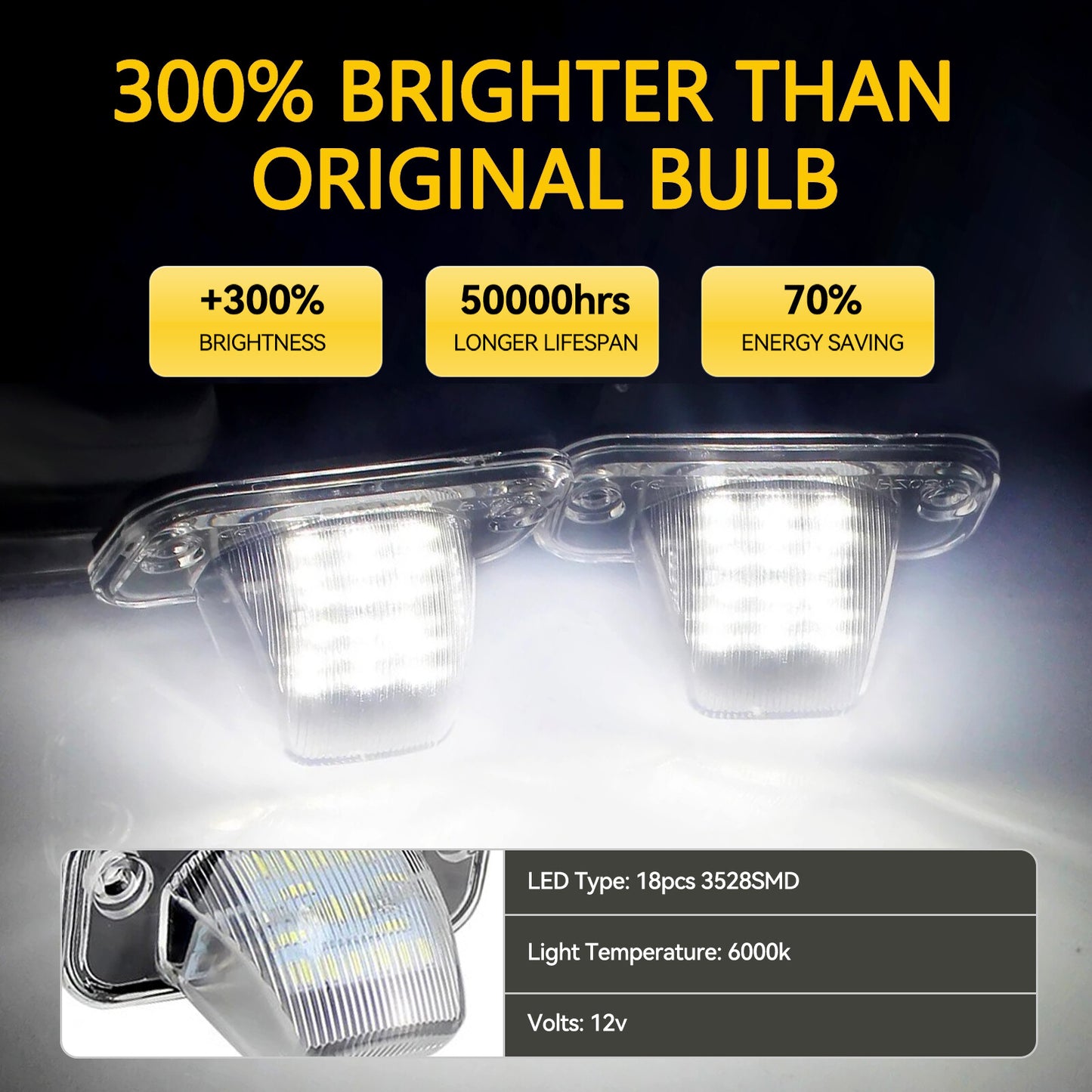 2x LED NUMBER PLATE LIGHT for VW TRANSPORTER T4 90 - 03 NUMBER PLATE LIGHT Q