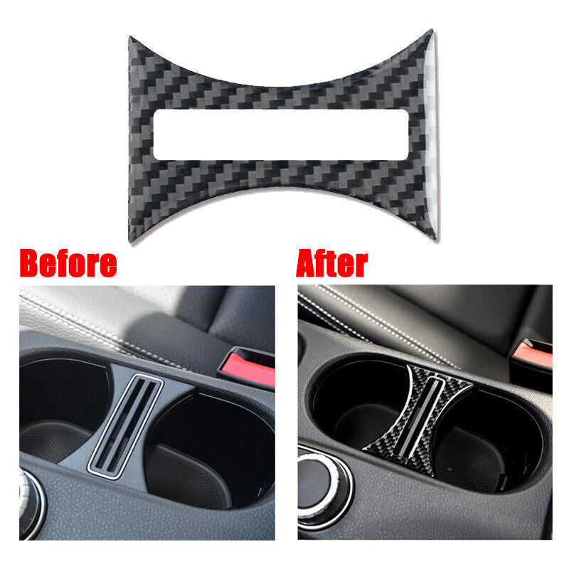 Carbon fiber car cup holder frame cover decorative sticker for A-Class, CLA, GLA 2013-18 n