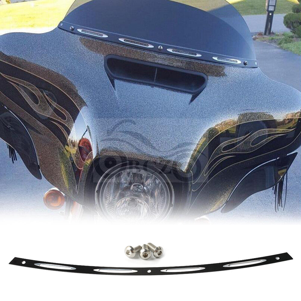 Black Sloted Fairing Windshield Trim For 1996-2013 for Harley Electra Street Glide