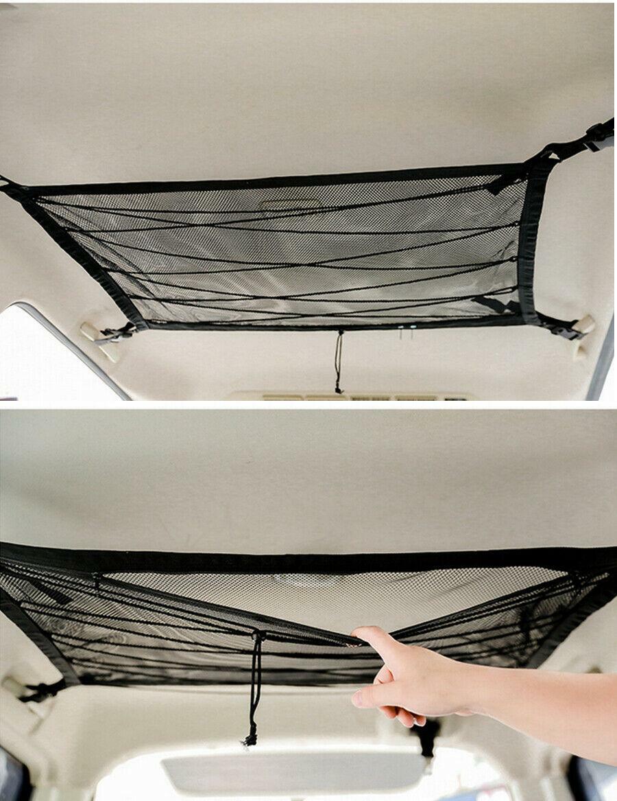 Automotive polyester mesh ceiling storage bag, adjustable internal mesh for carrying goods. n