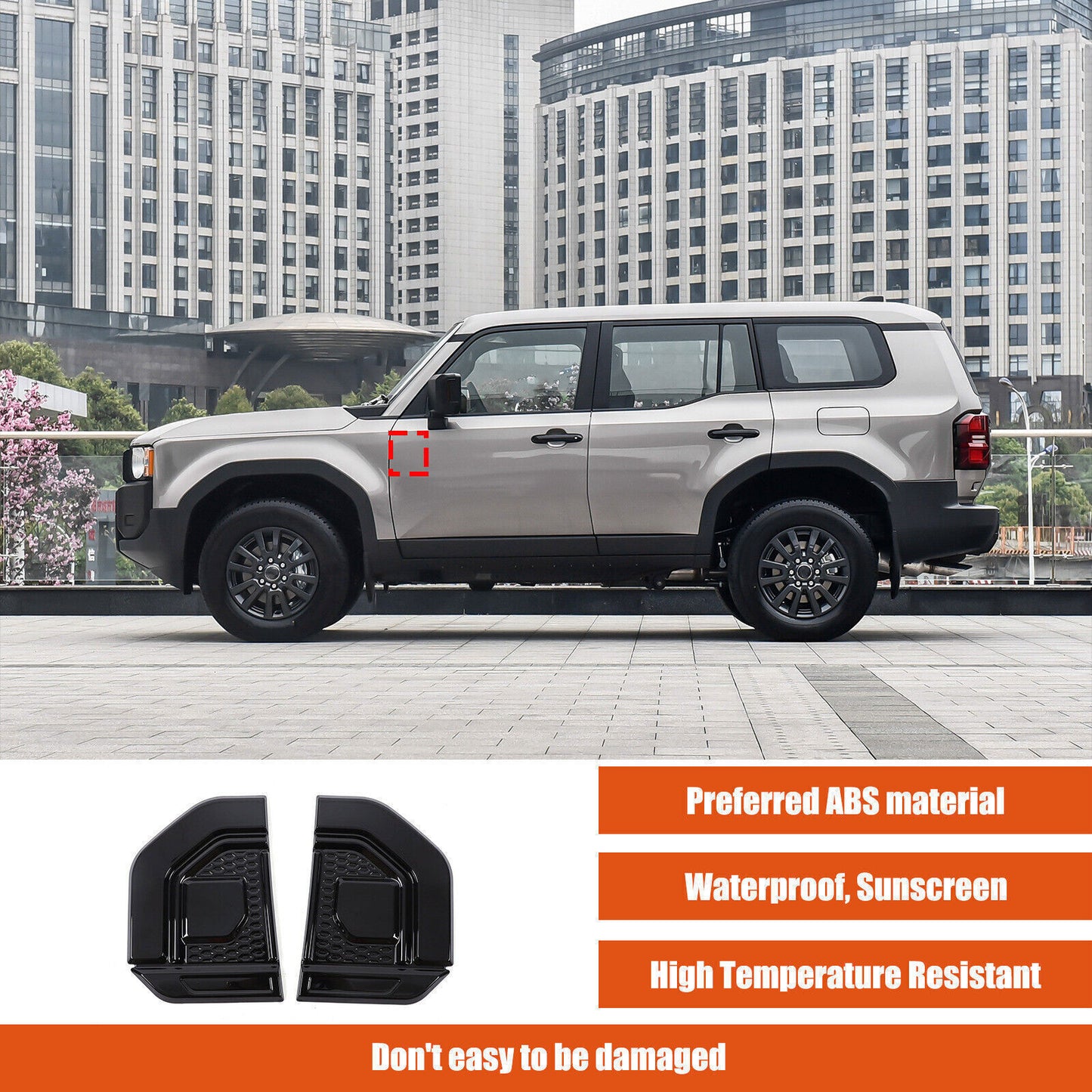 for Toyota for Land Cruiser 08-2021 ABS Gloss Black Body Side Fender Vent Cover Trim
