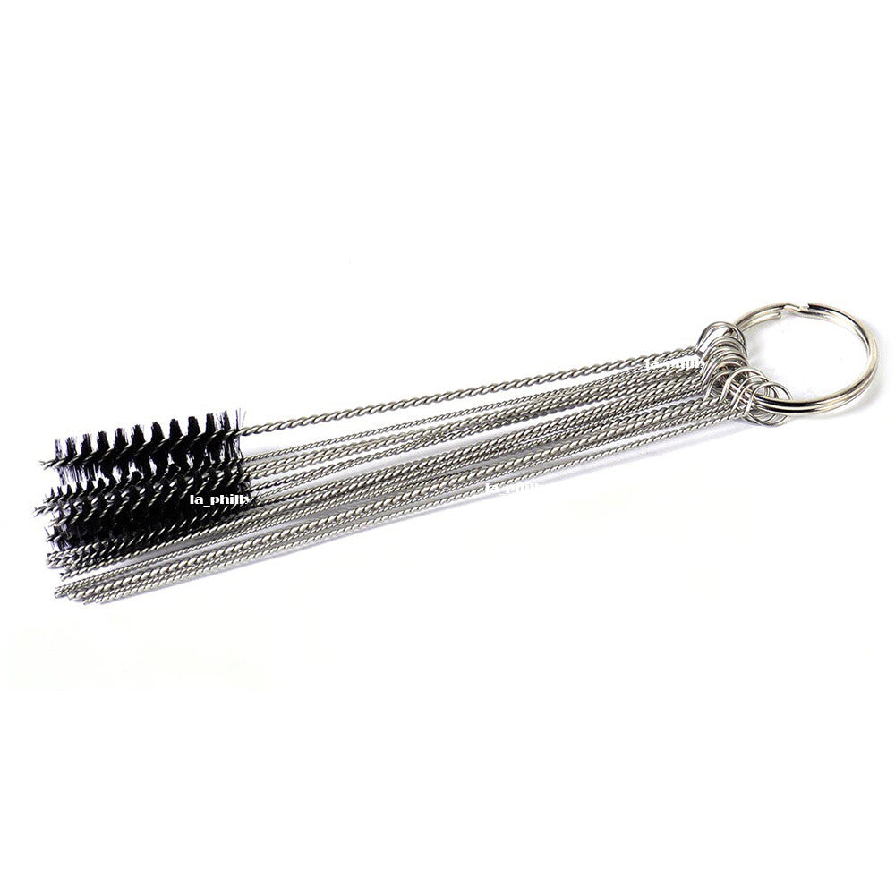 5 Brushes 10 Cleaning Needles Motorcycle Carburetor Carbon Dirt Jet Remove Tool Q
