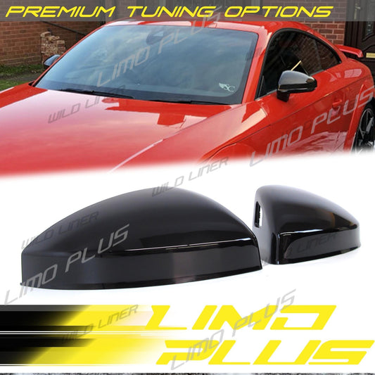 For 2015-2023 for Audi TT TTS TTRS MK3 Black Side Mirror Caps Gloss W/ Lane Assist Q