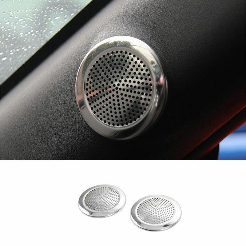 Fit for Ford for Mustang 2015-2022 Silver Steel A Pillar Horn Frame Cover Trim 2pcs