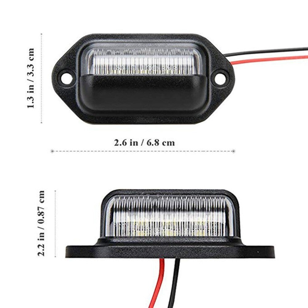 2Pcs 6LED Car Number License Plate Lights Lamps For Trailers Trucks Van Caravans Q