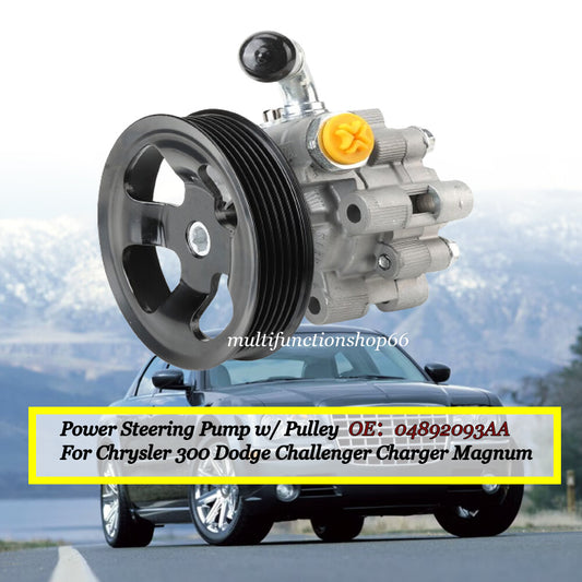 Power Steering Pump w/ Pulley for Chrysler 300 for Dodge for Challenger Charger Magnum Q