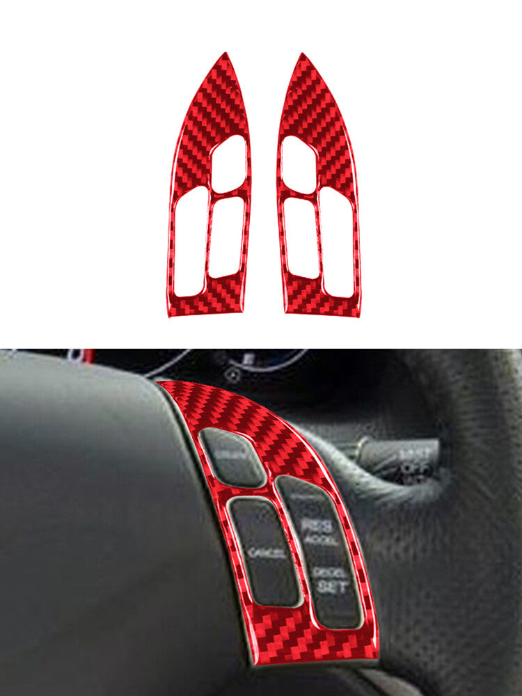 Steering Wheel Button Panel Trim Carbon Fiber Stickers for Acura TSX 2003-2008 Red